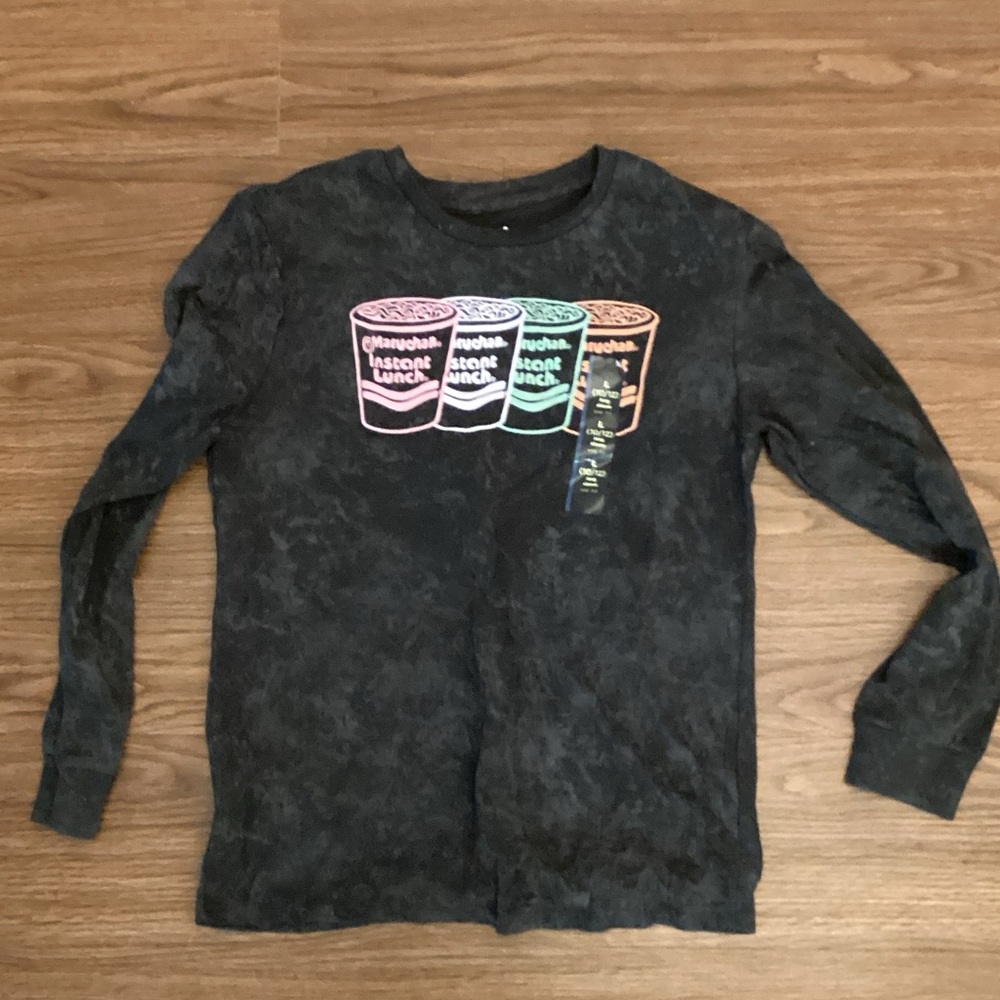 Kids Maruchan noodle Long Sleeve Graphic Tee - Black
